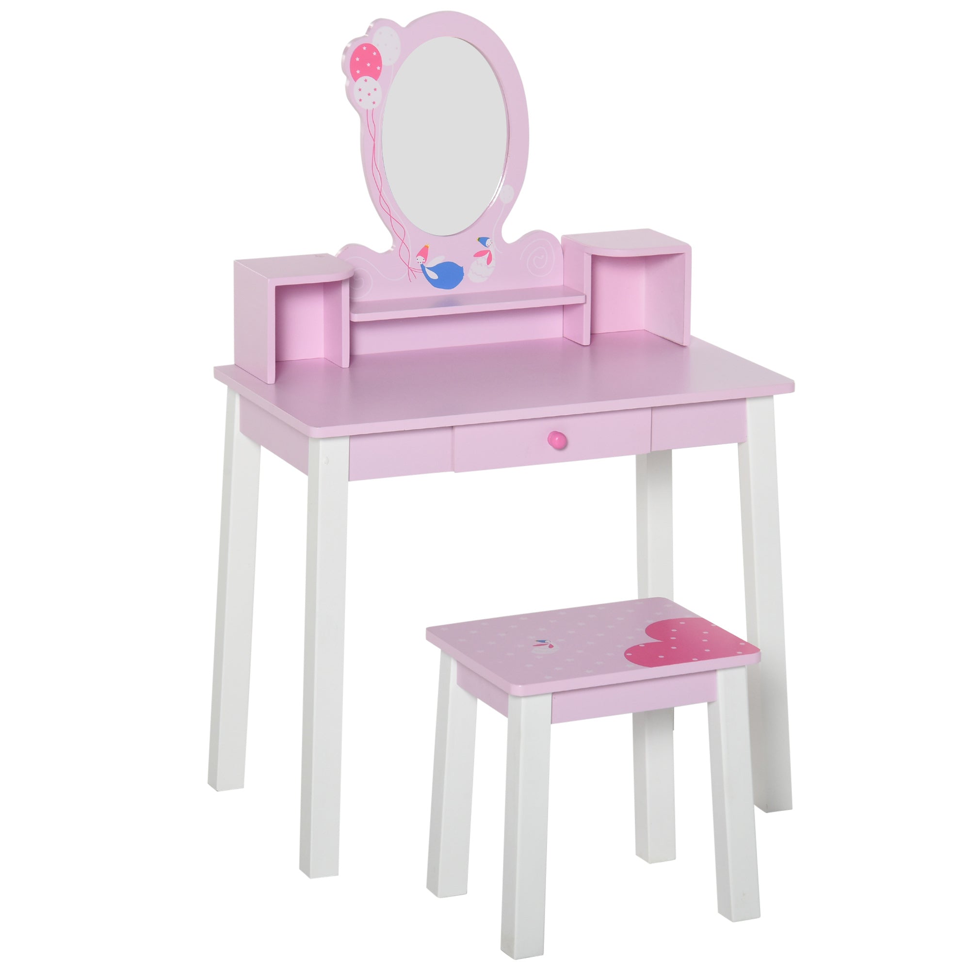Toucador Infantil de Madeira 60x34x93cm Cor Rosa