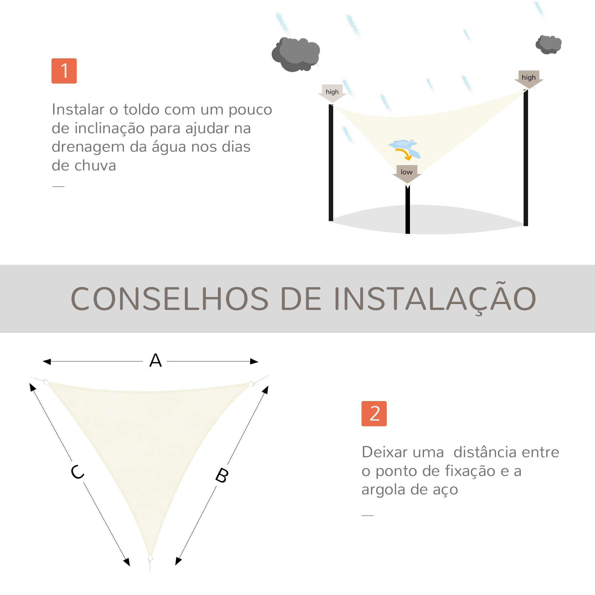 Vela de Sombra Triangular 300x300x300 cm Bege