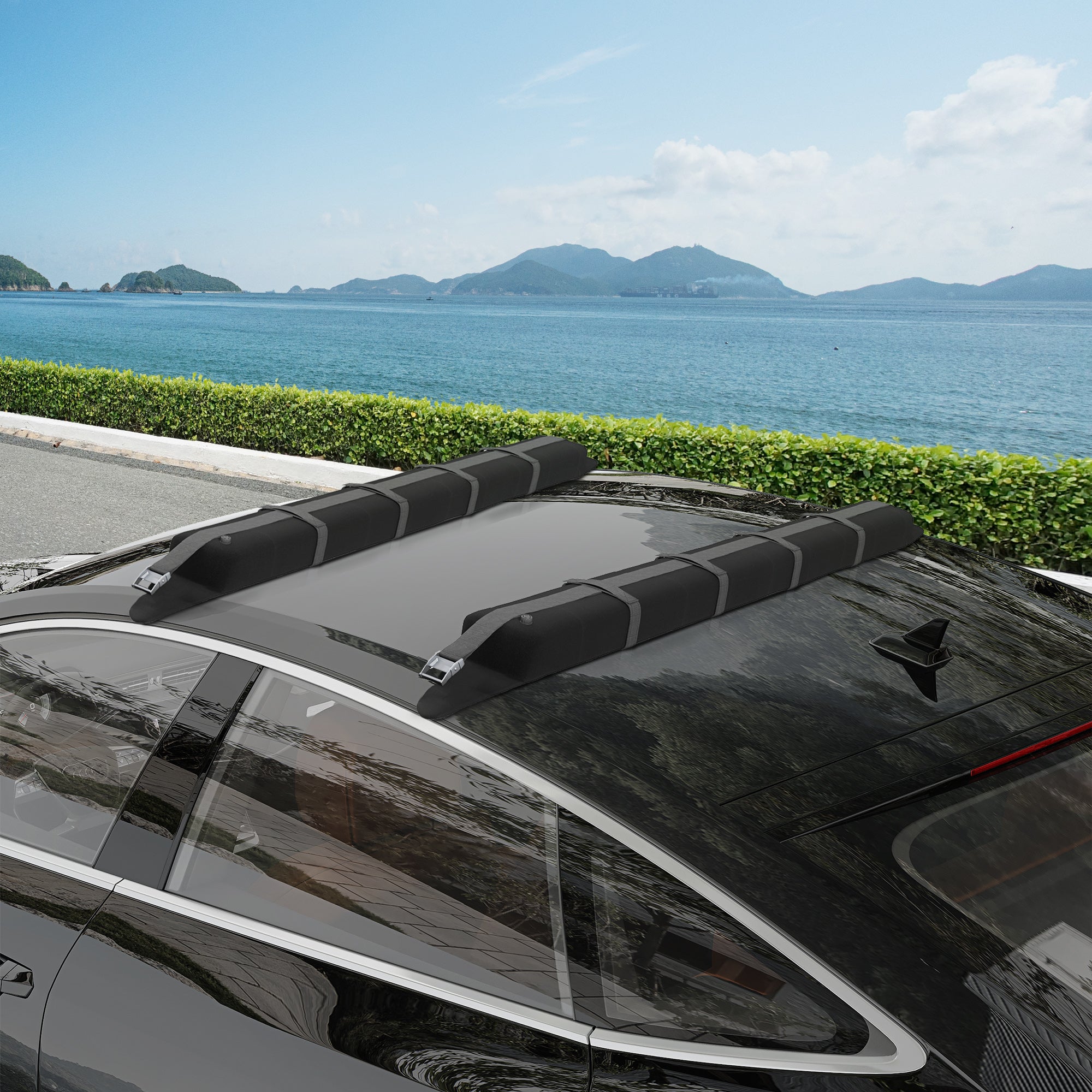 Barras de Tejadilho Universais Insufláveis – 89x12x8 cm – Preto – Nylon e EVA