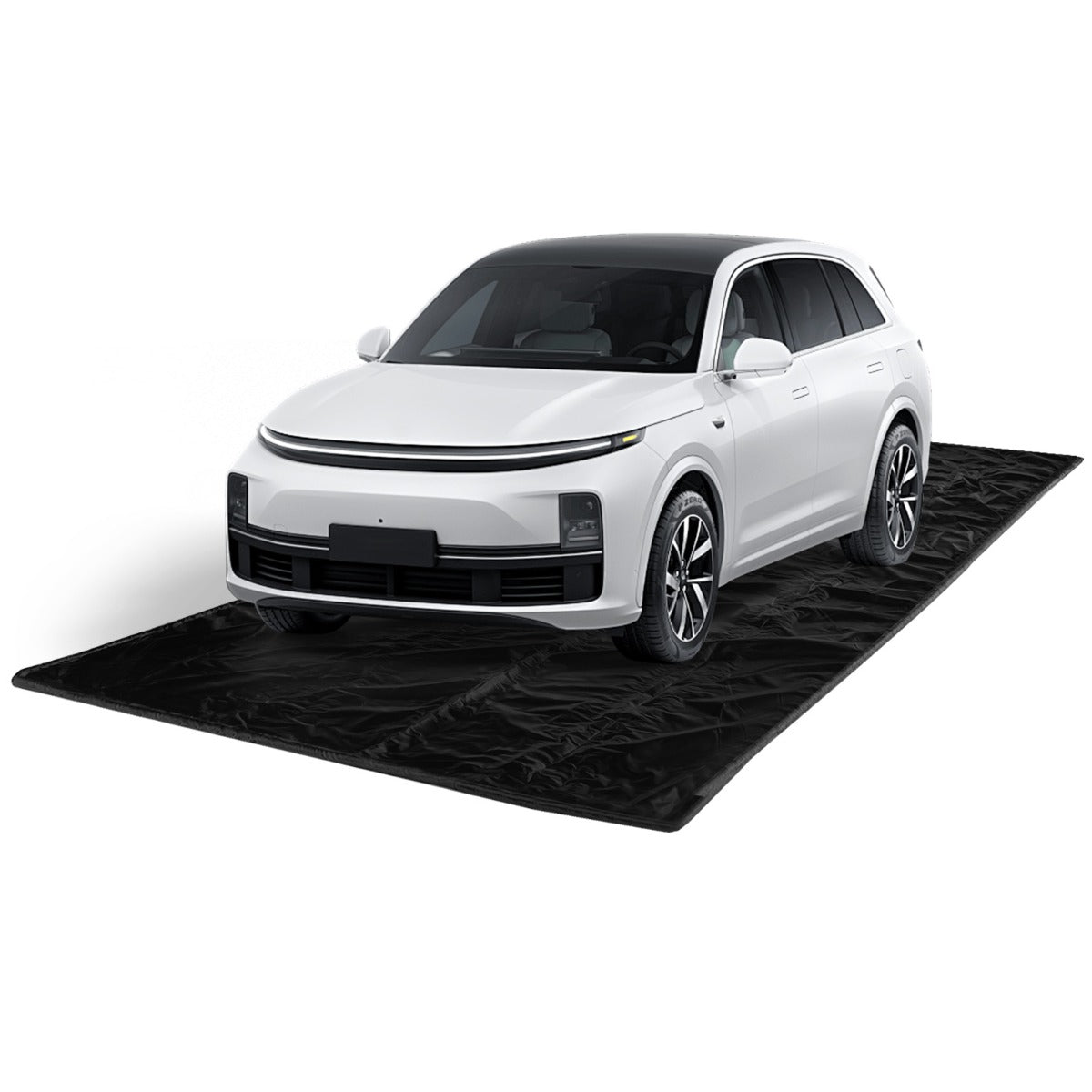 Tapete de Estacionamento para Garagem Proteção Impermeável Esfregona de Chão de Ângulo Ajustável Instalada 5,5 x 2,4 m Preto