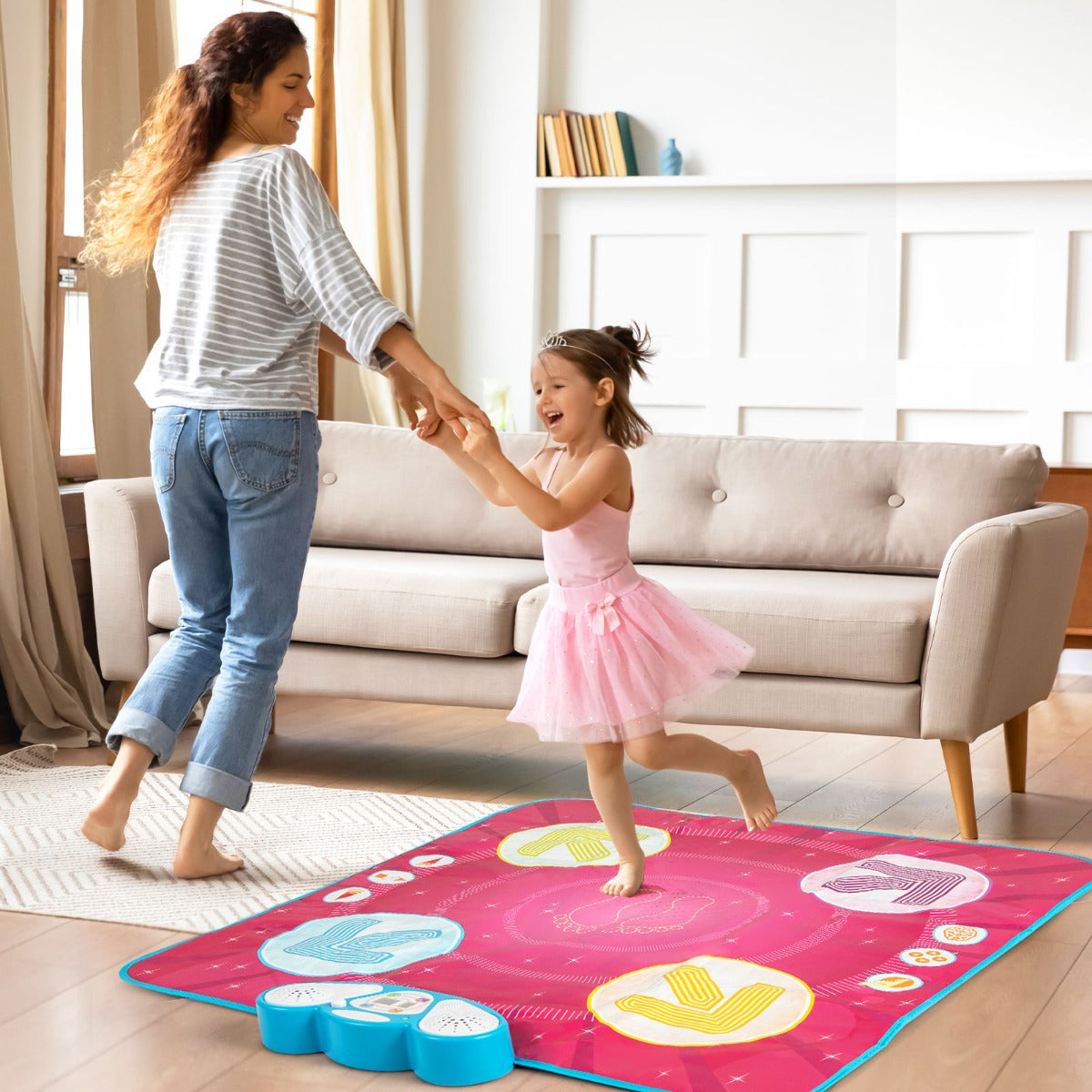 Tapete de Dança para Crianças com 8 Músicas 3 Modos de Jogo Ajuste de Dificuldade e Volume para Crianças Maiores de 3 Anos 95 x 94 cm Cor-de-Rosa