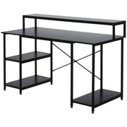 Secretária de Escritório com 3 Prateleiras 140x60x93 cm - Grão de Madeira Preto