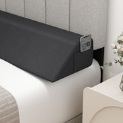 Almofada de Cunha de 137 cm para Cama com 2 Bolsos de Armazenamento - Cinzento