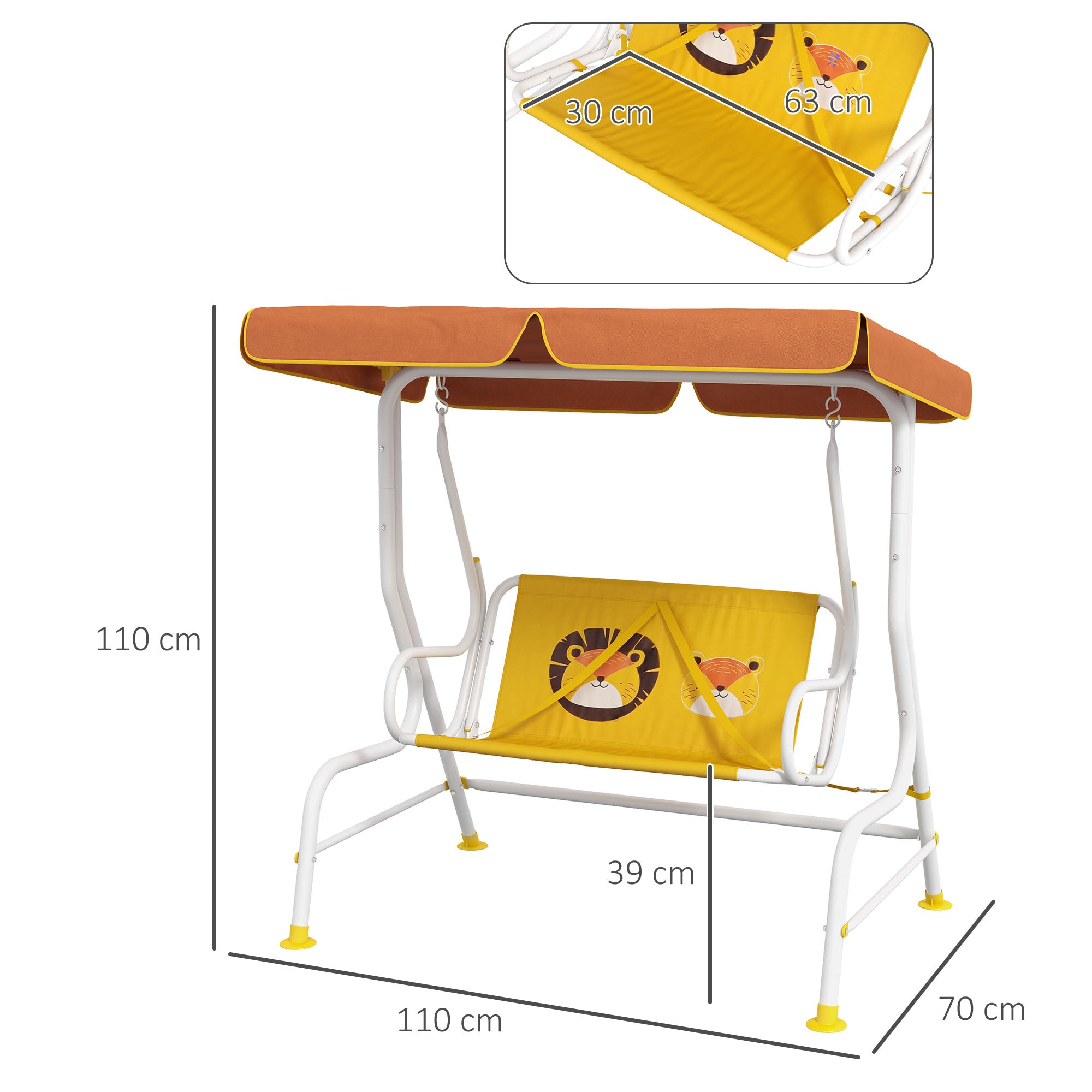 Balanço Infantil de Jardim Amarelo 110x70x110 cm