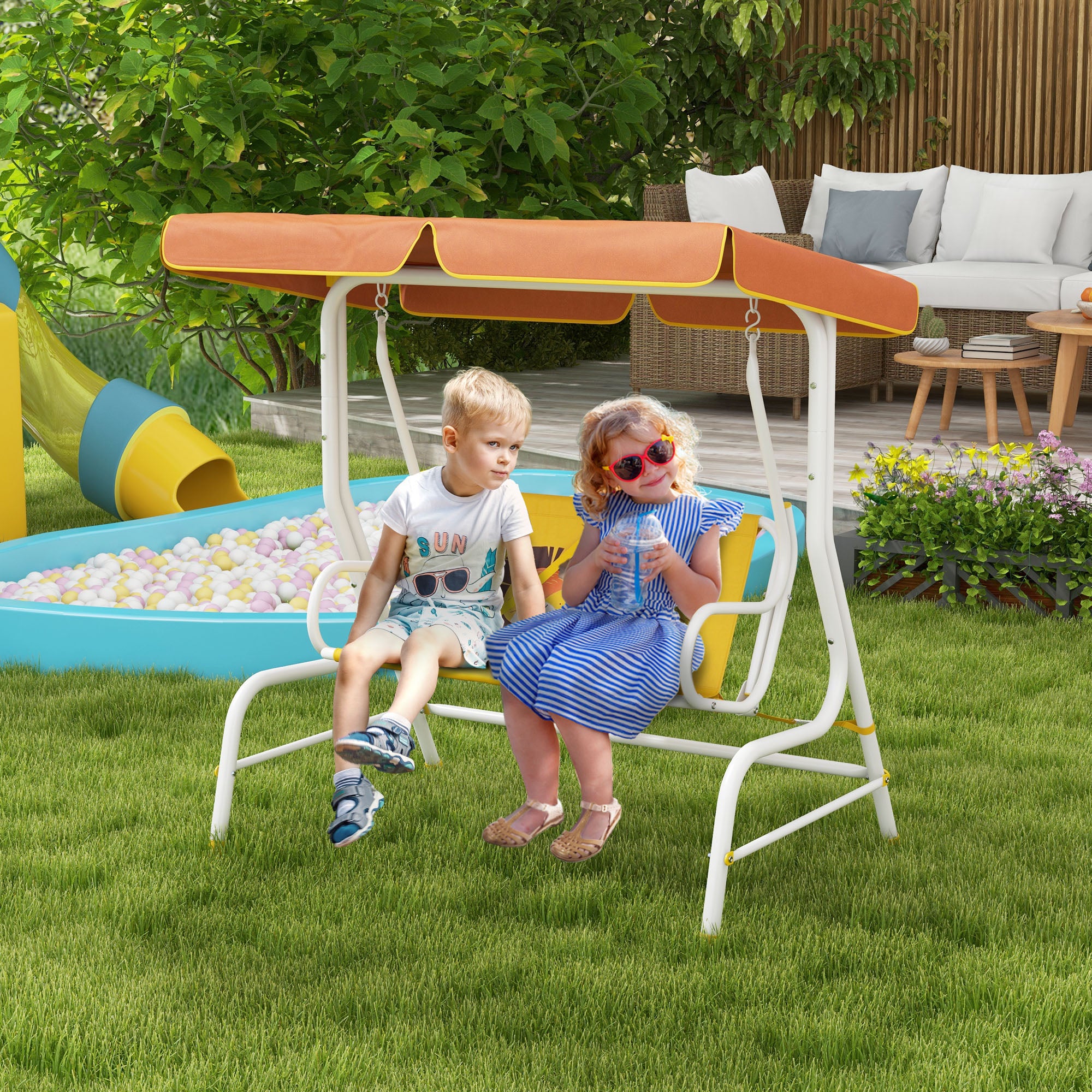 Balanço Infantil de Jardim Amarelo 110x70x110 cm