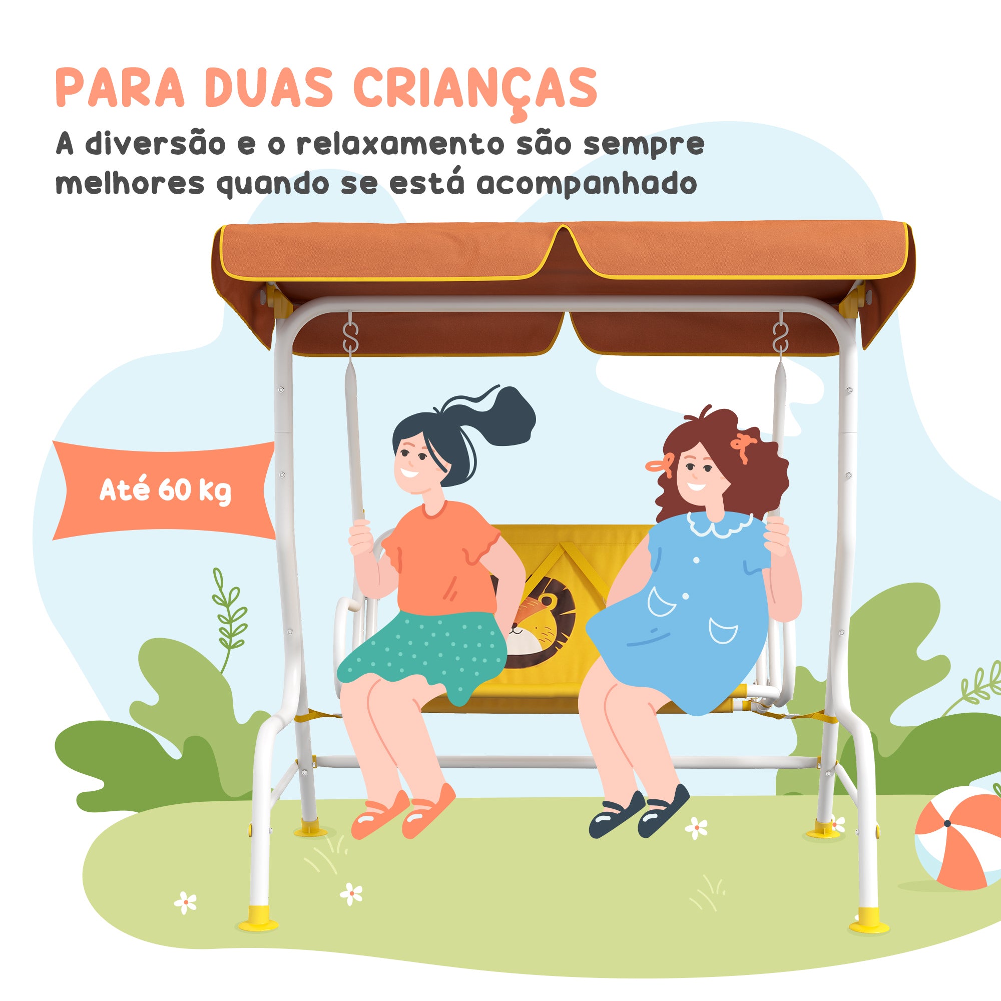 Balanço Infantil de Jardim Amarelo 110x70x110 cm