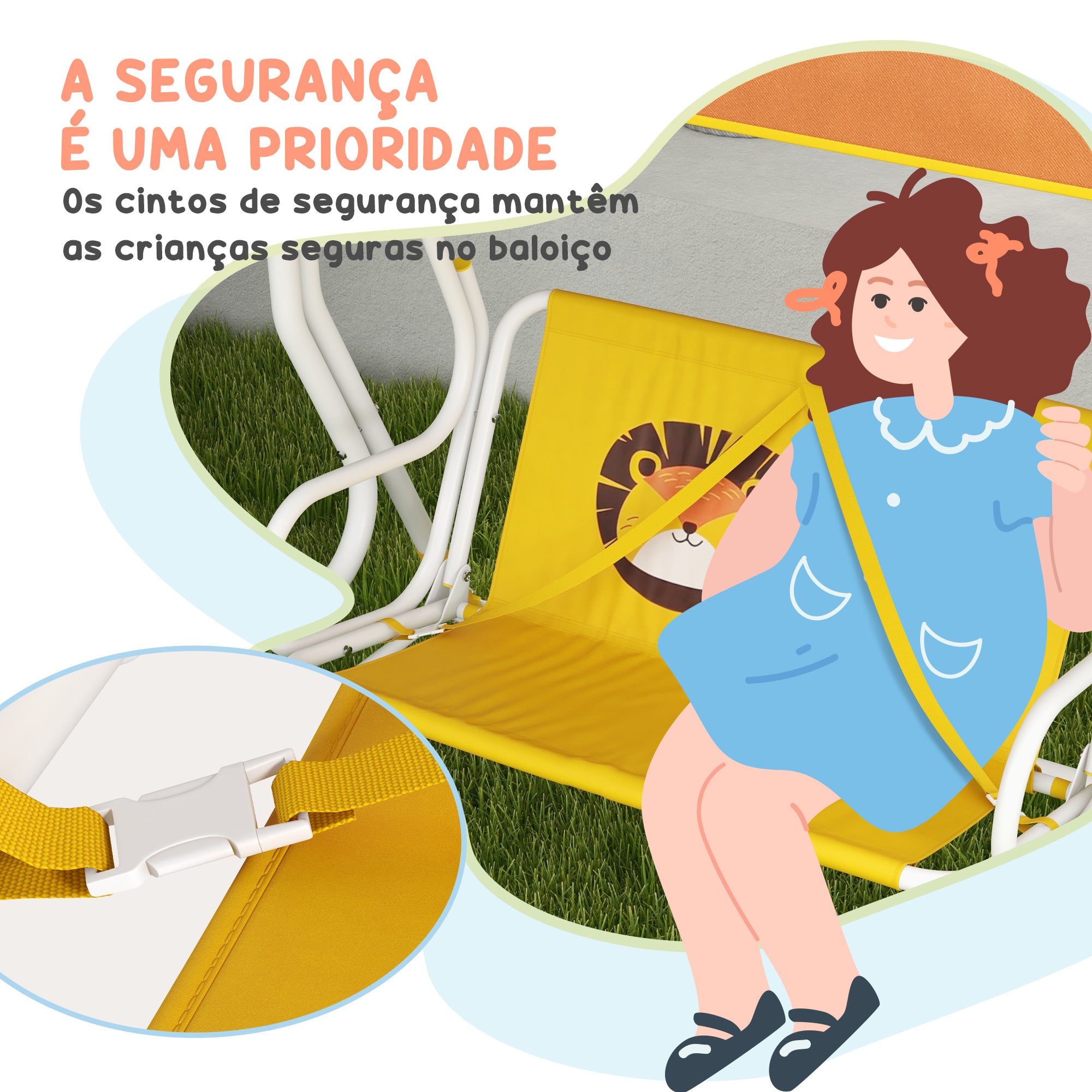 Balanço Infantil de Jardim Amarelo 110x70x110 cm