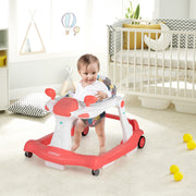 Andador 2 em 1 para Crianças Dobrável Andador Atividade de Empurrar Altura e Velocidade Ajustáveis para Bebê 6-8 Meses 73 x 59,5 x 54,5 cm Laranja