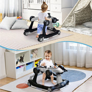Andador 4 em 1 para Crianças Andador de Atividade Dobrável com Altura e Velocidade Reguláveis Carrilhão com Luzes Volante Cinzento