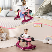 Andador 4 em 1 para Crianças Andador de Atividade Dobrável com Altura e Velocidade Reguláveis Carrossel com Luzes Volante Roxo