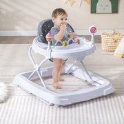 Andador para Bebés Dobrável com Rodas Altura Ajustável a 3 Níveis Almofada de Assento Removível Andador para Crianças 6-36 Meses Cinzento