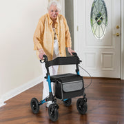 Andador Dobrável com Pneus de 23 cm para Todo o Terreno Ajuste de Altura Estrutura em Alumínio Leve - Azul