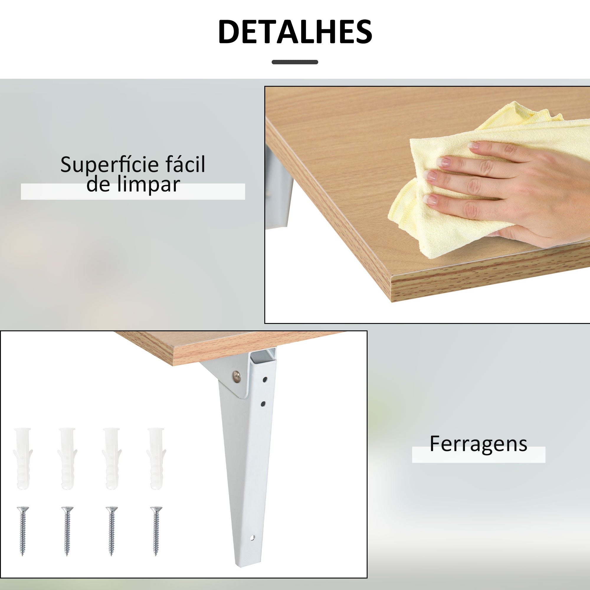 Mesa Dobrável de Parede 60x40x20cm Cor de Madeira Natural