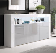 Aparador Aker em Branco e Cinza Brilhante - Elegância e Modernidade