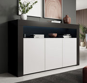 Aparador Aker em Preto e Branco Mate - Moderno e Elegante