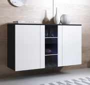 Aparador Leiko A1 (120x70cm) Preto e Branco - Design Elegante