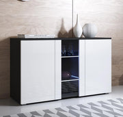 Aparador Leiko A1 (120x72cm) Preto e Branco - Design Moderno