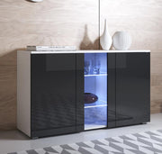 Aparador Leiko A1 (120x72cm) Branco e Preto - Design Moderno