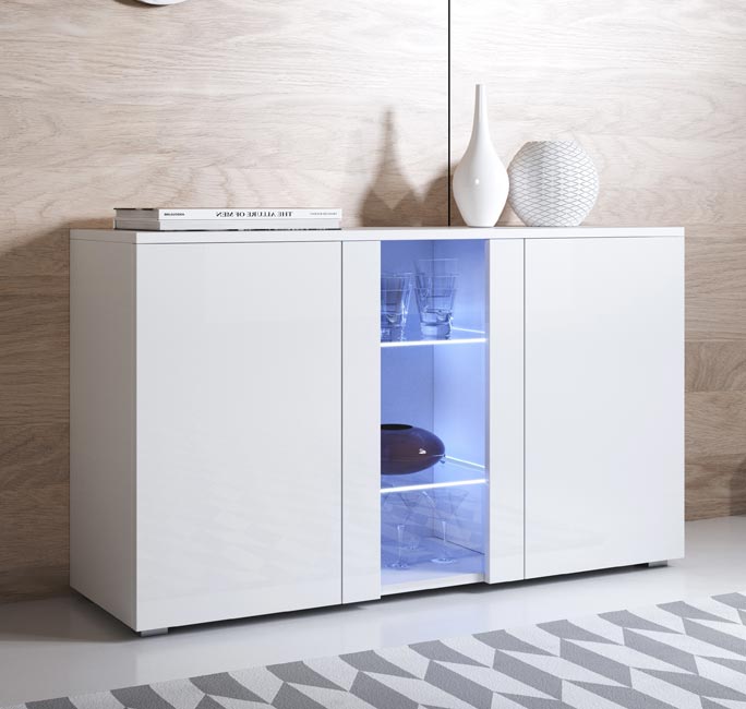 Aparador Leiko A1 (120x72cm) Branco com Pernas Padrão
