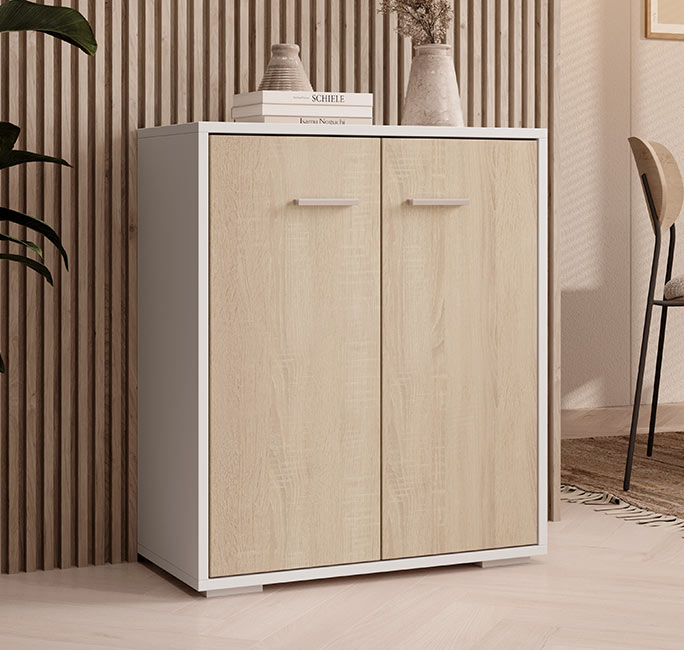 Aparador pequeno Branco e Sonoma 71 cm London L2