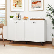 Aparador Moderno de 4 Portas com Prateleiras Ajustáveis em 5 Posições Armário Pé 127,5 x 38 x 80 cm - Branco
