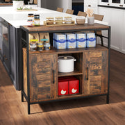 Aparador Industrial para Bar de Café com 2 Portas e Estantes Ajustáveis - Marrom