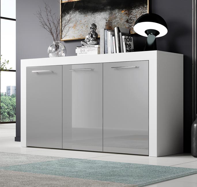 Aparador Nereida Branco e Cinza - Elegância e Versatilidade em Casa