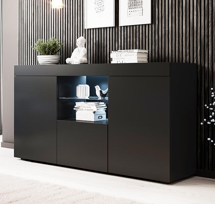 Aparador Nisa em Preto Mate 150 x 83 cm