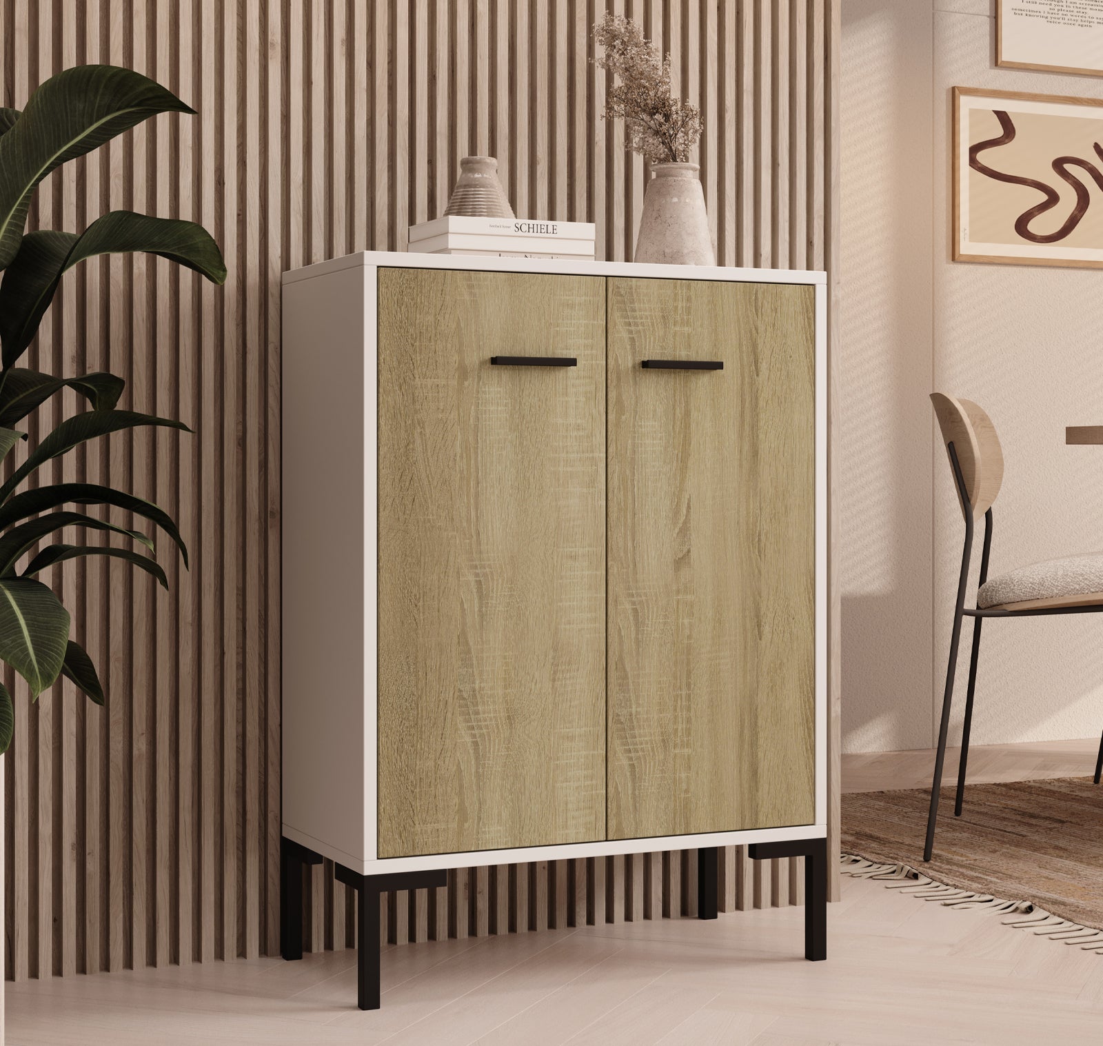 Aparador Pequeno Branco e Sonoma 84 cm London L15