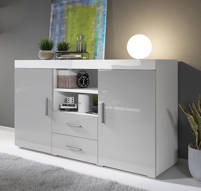 Aparador Randy em Branco e Cinzento para uma Casa Moderna