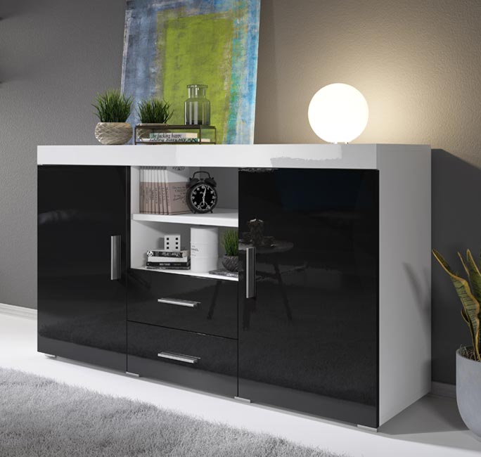 Aparador de Design Moderno Randy em Branco e Preto