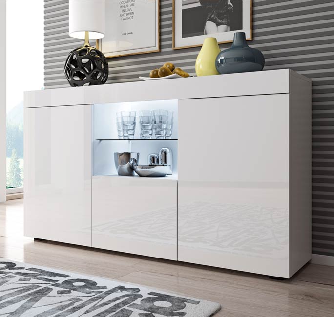 Aparador Safira Branco Brilhante 135x72cm