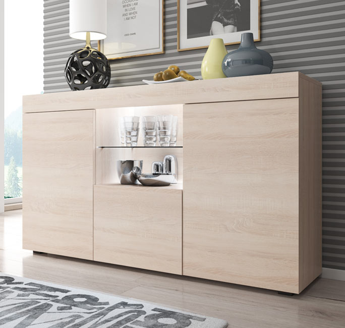 Aparador Safira Color Sonoma 135x72cm - Moderno e Elegante