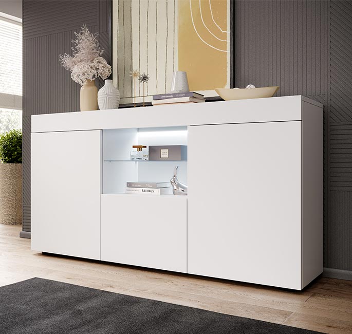 Aparador Safira em Branco Mate 135x73cm