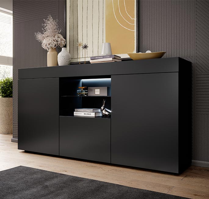Aparador Safira Mate Negro 135x73cm