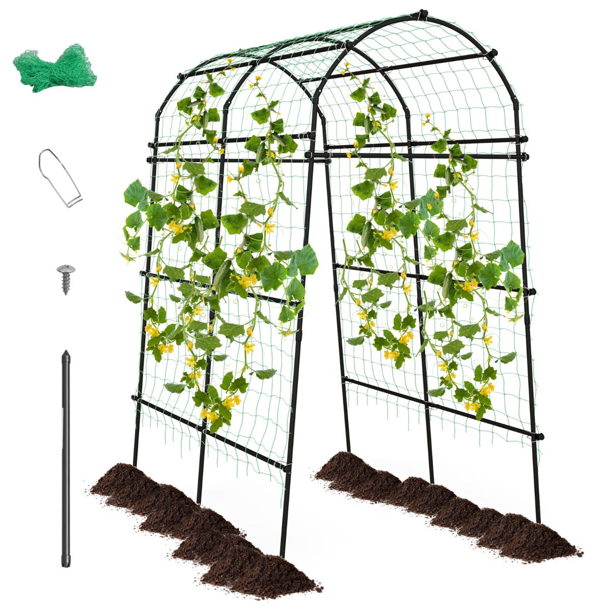 Arco de Jardim com Treliça para Plantas Trepadeiras Estrutura de Metal Revestido PE para Vinhas Flores Hortícolas 181 x 110-160 x 230 cm