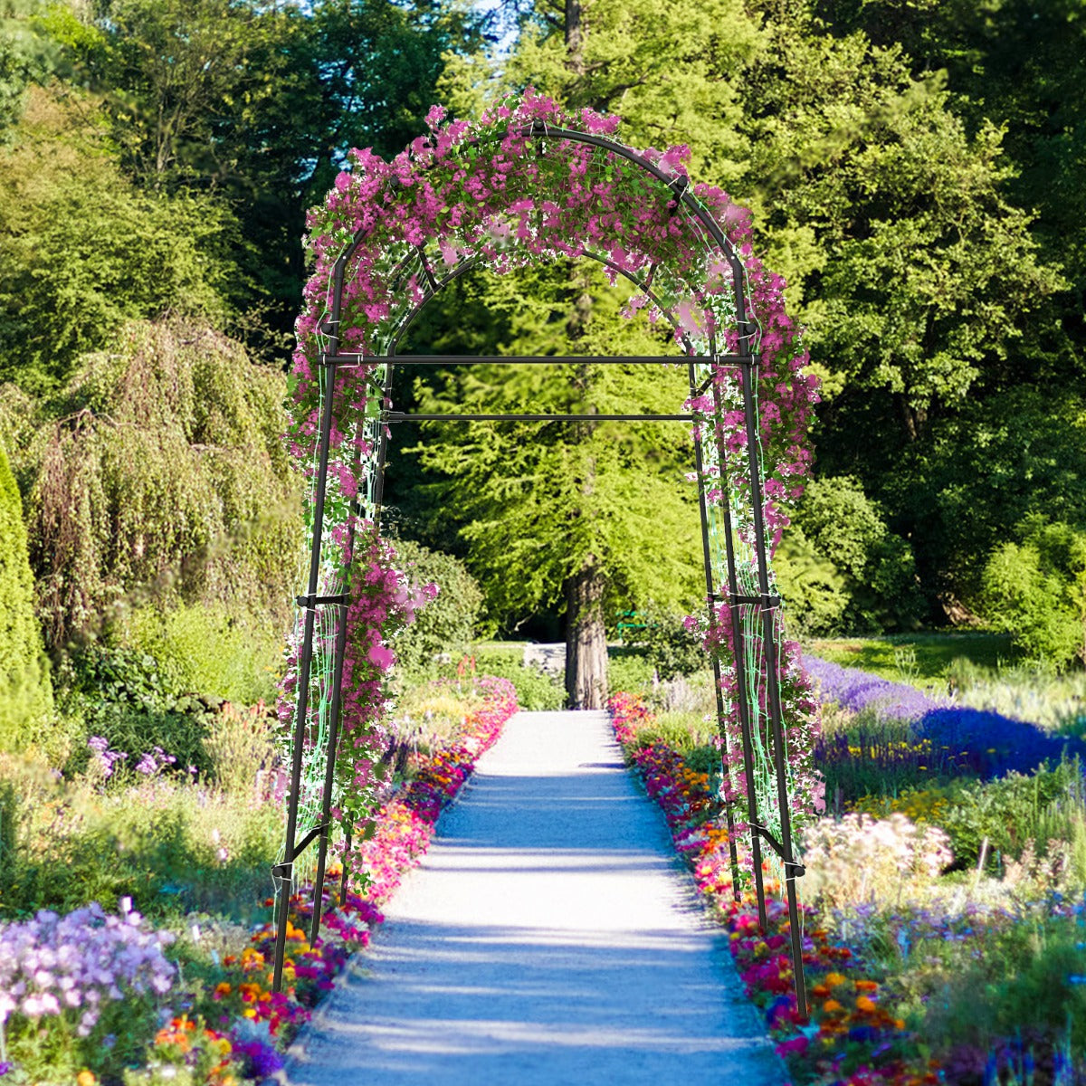 Arco de Jardim com Treliça para Plantas Trepadeiras Estrutura de Metal Revestido PE para Vinhas Flores Hortícolas 181 x 110-160 x 230 cm