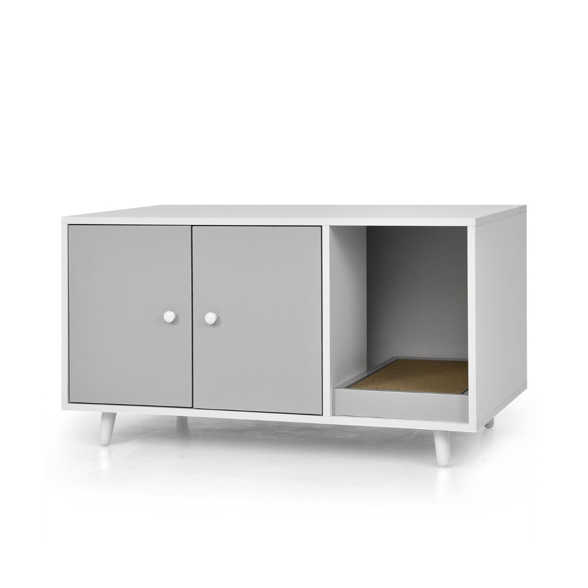 Recinto Arenero Escondido para Gatos – 90 x 50 x 50 cm – Branco e Cinzento – MDF