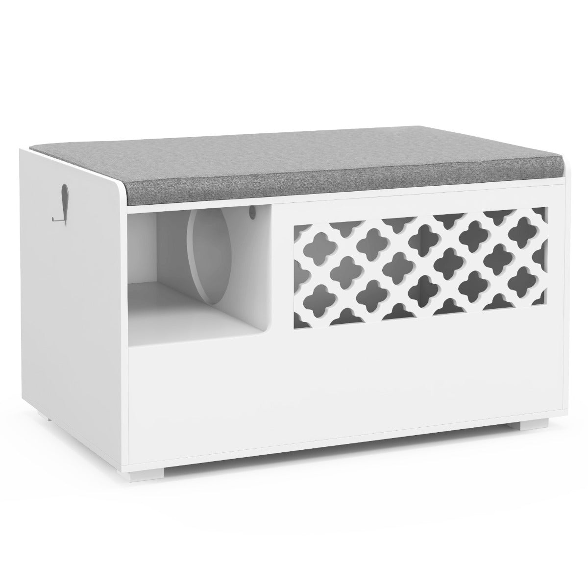 Banco Ocultador de Caixa de Areia para Gatos – 90 x 48,5 x 52 cm – Branco