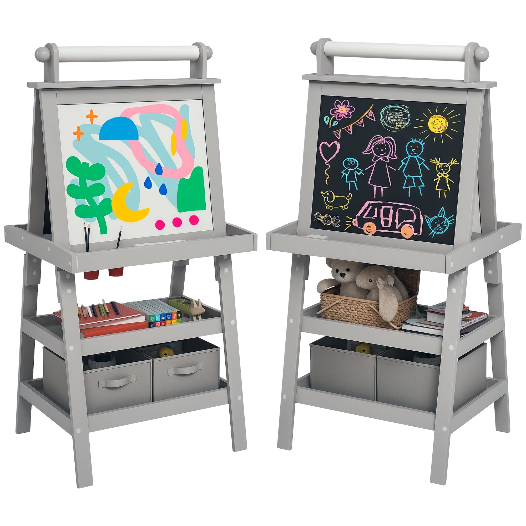Cavalete de Pintura Infantil 3 em 1 Cinzento 59x48x118 cm
