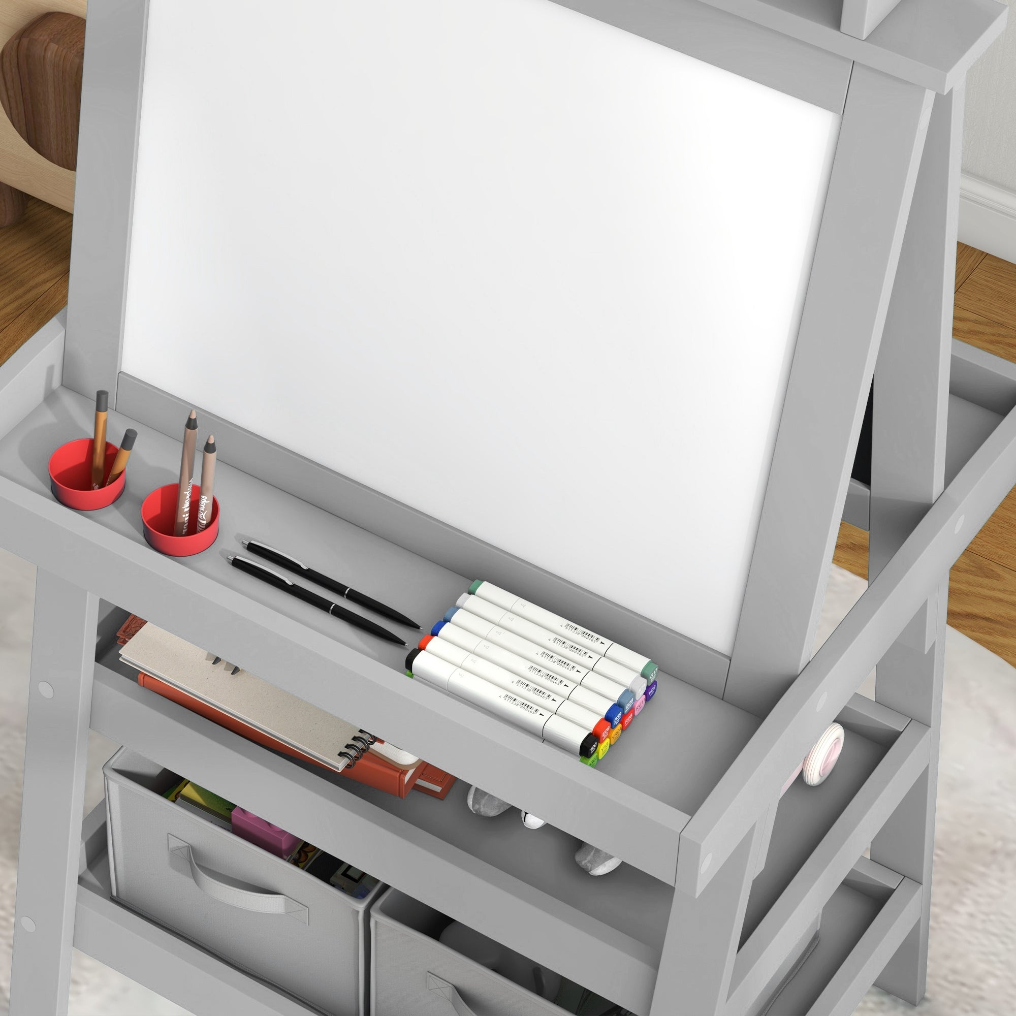 Cavalete de Pintura Infantil 3 em 1 Cinzento 59x48x118 cm