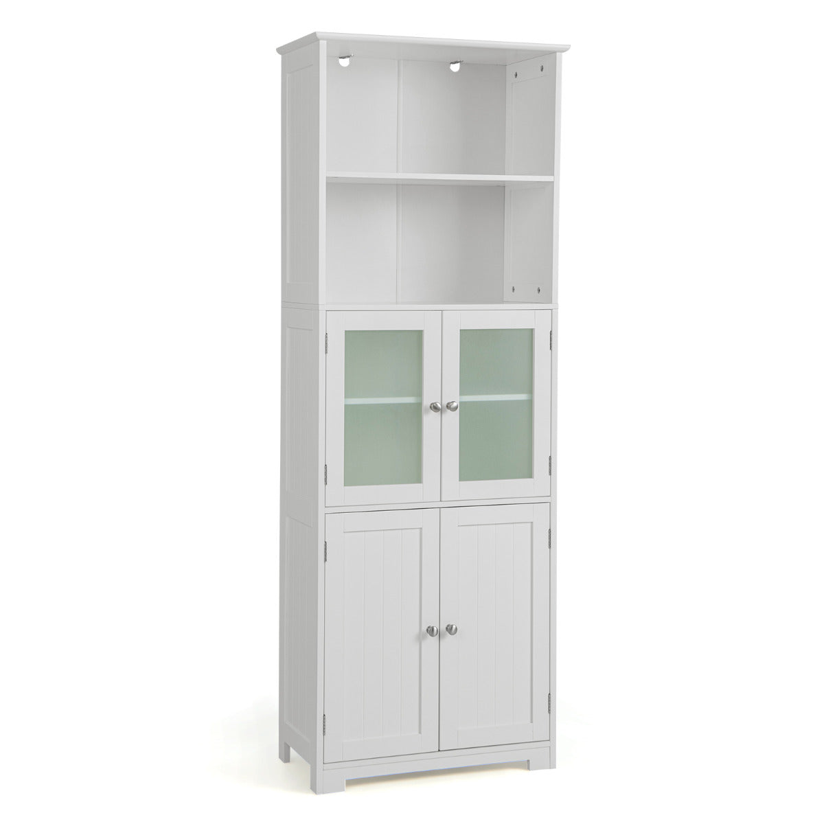 Armário Alto de Casa de Banho com 2 Portas Gaveta Prateleiras Ajustáveis Armário Independente para Sala Quarto Cozinha 60 x 30 x 163 cm Branco