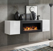 Armário Pendurado com Lareira Modelo Kaira Lumbre (160x40cm) em Branco