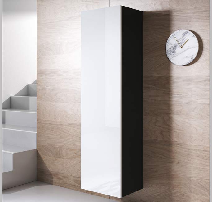Armário Pendurado Modelo Leiko V4 (40x165cm) Preto e Branco