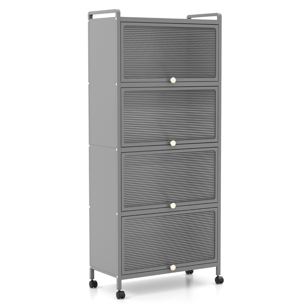 Armário de Cozinha com Rodas de 5 Níveis e Portas Rebatíveis em PC 60 x 32 x 154 cm Cinzento