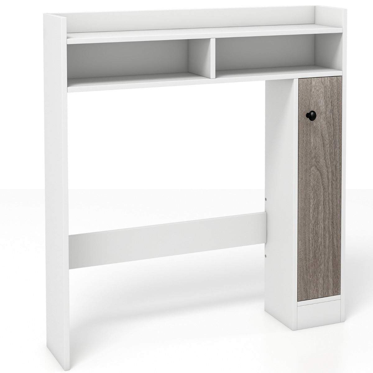 Armário de Arrumação sobre Sanita Organizador de Casa de Banho Independente com Prateleiras Ajustáveis e Porta 88 cm x 18 cm x 100 cm Branco