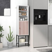 Armário de Arrumação de 145 cm de Altura com Prateleiras Ajustáveis Armário Estreito com Porta para Sala de Estar Cozinha Escritório Branco