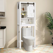 Armário de Armazenamento Sobre o Vaso Sanitário para Casa de Banho 4 Níveis com Porta Deslizante Prateleiras Ajustáveis 68 x 22 x 171 cm Branco