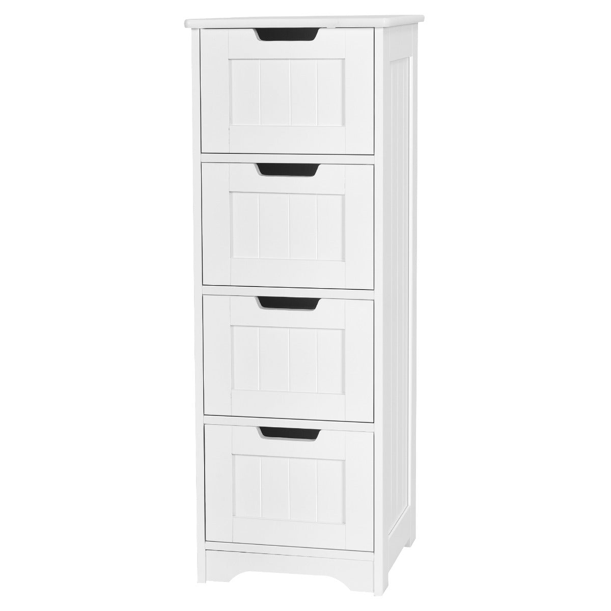 Armário de Casa de Banho com 4 Gavetas Gaveteiro de Chão de Arrumação Móvel Auxiliar Casa de Banho Cozinha Quarto Sala 30 x 30 x 83 cm Branco