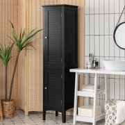 Armário Alto de Casa de Banho com 5 Níveis de Armazenamento Gabinete Independente Organizador Estreito para Cozinha 37 x 37 x 160 cm Preto